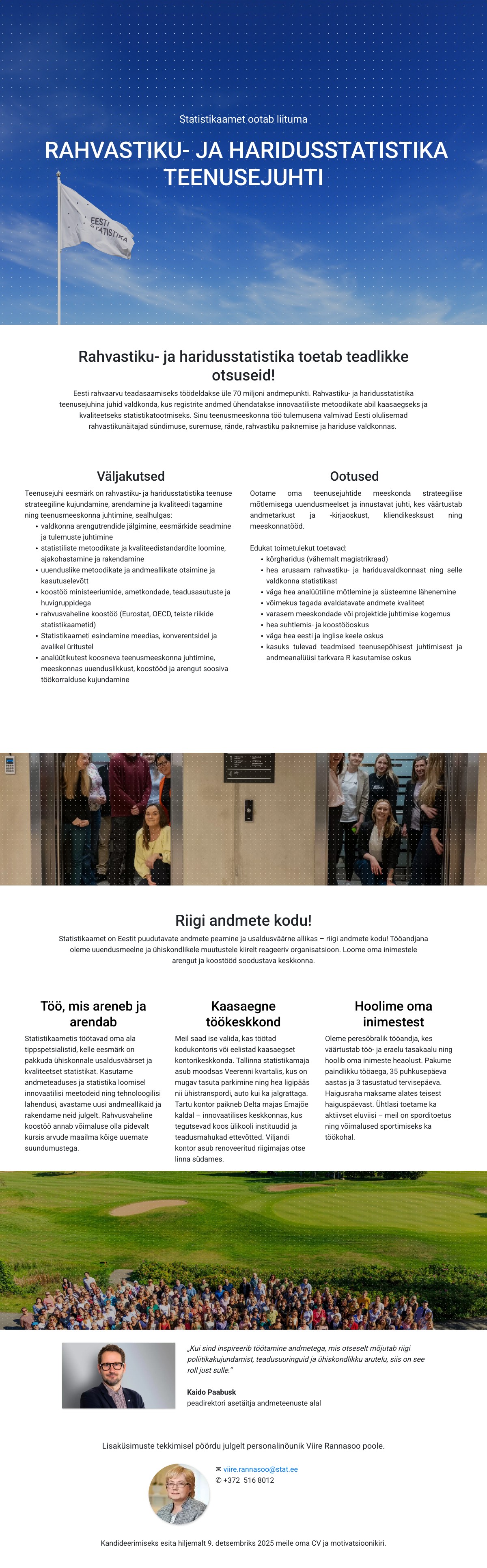 RAHVASTIKU- JA HARIDUSSTATISTIKA TEENUSEJUHT